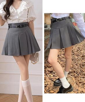 プリーツスカート ミニ丈 ベルト付き 送料無料 即日発送-6