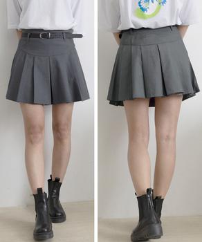 プリーツスカート ミニ丈 ベルト付き 送料無料 即日発送-7