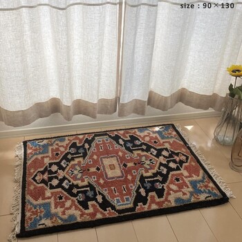 ラグ お部屋が明るくなる天然素材のトライバル風ラグ 190×240 MADRAS 送料無料-11