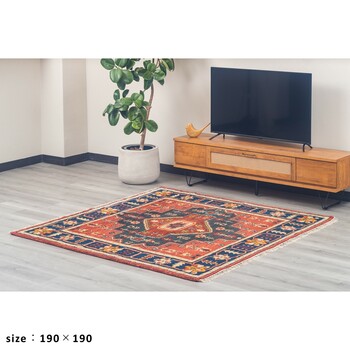 ラグ お部屋が明るくなる天然素材のトライバル風ラグ 190×240 MADRAS 送料無料-6