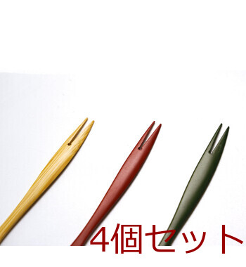 和食器 竹 ゆるやかフォーク 小 クリア 赤 緑 日本製 4セット 送料無料-4