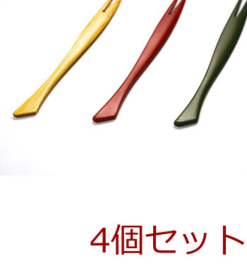 和食器 竹 ゆるやかフォーク 小 クリア 赤 緑 日本製 4セット 送料無料-5