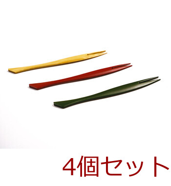 和食器 竹 ゆるやかフォーク 小 クリア 赤 緑 日本製 4セット 送料無料-6