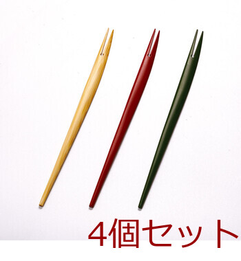 和食器 竹 ゆるやかフォーク 大 クリア 赤 緑 日本製 4セット 送料無料-3
