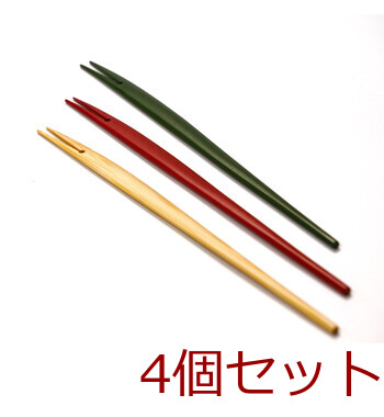和食器 竹 ゆるやかフォーク 大 クリア 赤 緑 日本製 4セット 送料無料-4