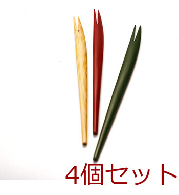 和食器 竹 ゆるやかフォーク 大 クリア 赤 緑 日本製 4セット 送料無料-6