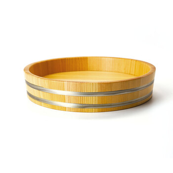 和食器 椹 浅型盛桶 ステンレスタガ 溝切加工付 9寸 日本製 送料無料-1