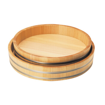 和食器 椹 浅型盛桶 ステンレスタガ 溝切加工付 9寸 日本製 送料無料-2