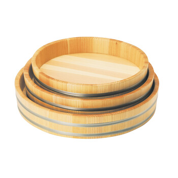 和食器 椹 浅型盛桶 ステンレスタガ 溝切加工付 9寸 日本製 送料無料-3