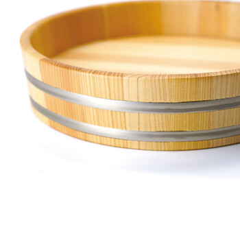 和食器 椹 浅型盛桶 ステンレスタガ 溝切加工付 9寸 日本製 送料無料-4