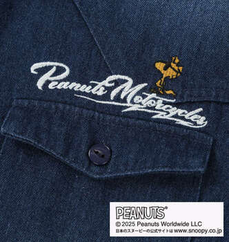 大きいサイズ FLAGSTAFF×PEANUTS スヌーピーコラボ半袖デニムシャツ 3L 4L 5L 6L 8L MC752061-00813 ラッピング可 送料無料 即日発送-3