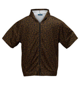 大きいサイズ COLLINS メッシュヒョウ柄半袖フルジップパーカー+半袖Tシャツ 3L 4L 5L 6L 8L MC852311-00826 ラッピング可 送料無料 即日発送-3