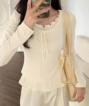 フェイクレイヤードカップ付きカットソー 送料無料 即日発送-5