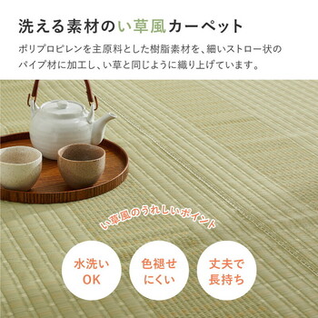 カーペット 江戸間4.5畳 洗えるい草風カーペット 柄上敷き 日本製 涼風 2カラー 江戸間 本間 団地間 送料無料-2