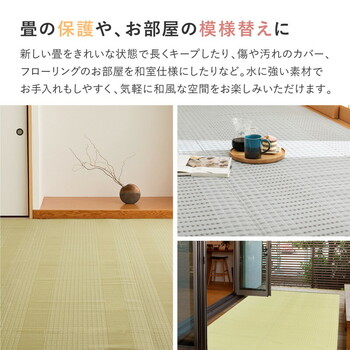 カーペット 江戸間4.5畳 洗えるい草風カーペット 柄上敷き 日本製 涼風 2カラー 江戸間 本間 団地間 送料無料-1