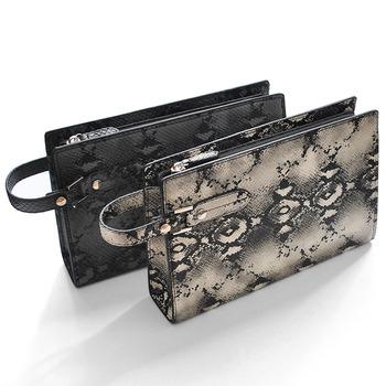 フェイクレザーパイソン柄メンズクラッチバッグ No.2615H セカンドバッグ 2色展開 送料無料-1