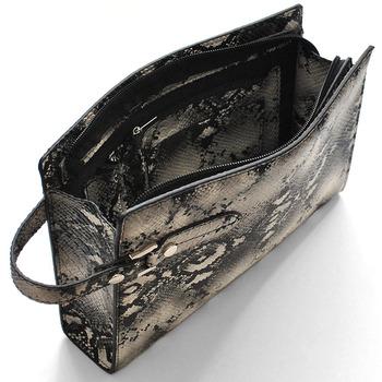 フェイクレザーパイソン柄メンズクラッチバッグ No.2615H セカンドバッグ 2色展開 送料無料-2