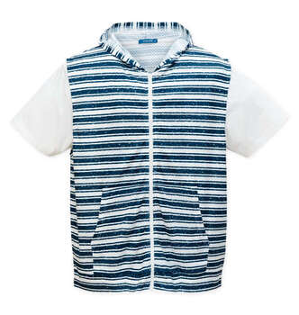 大きいサイズ COLLINS メッシュラフボーダー柄ノースリーブフルジップパーカー+半袖Tシャツ 3L 4L 5L 6L MC852331-01711 ラッピング可 送料無料 即日発送-3