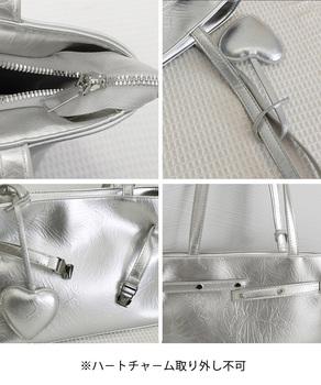 トートバッグ ハートチャーム付き肩掛け鞄 送料無料 即日発送-9