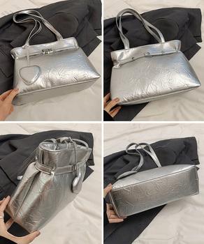 トートバッグ ハートチャーム付き肩掛け鞄 送料無料 即日発送-7