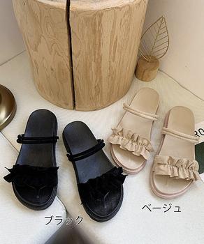2WAY厚底サンダル フリルサンダル美脚 送料無料 即日発送-1