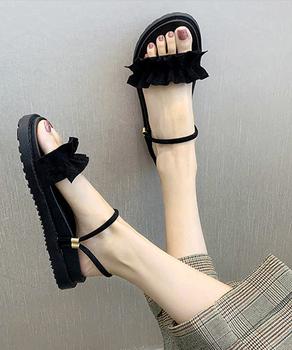 2WAY厚底サンダル フリルサンダル美脚 送料無料 即日発送-2