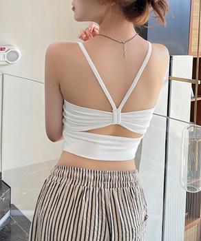 カップ付きキャミソール背中あきブラトップ 送料無料 即日発送-4