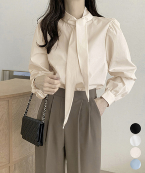 ボウタイブラウスリボンタイシャツブラウス 送料無料 即日発送-0