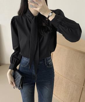 ボウタイブラウスリボンタイシャツブラウス 送料無料 即日発送-2