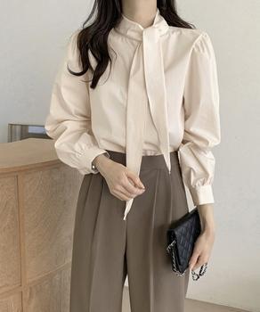 ボウタイブラウスリボンタイシャツブラウス 送料無料 即日発送-5