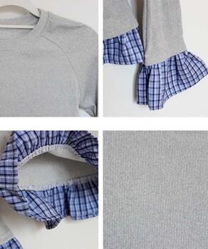 フェイク レイヤード 袖フリル トップス 送料無料 即日発送-9