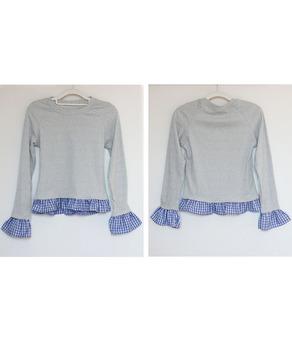 フェイク レイヤード 袖フリル トップス 送料無料 即日発送-8