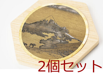 真鍮 浮世絵コースター 木台付 3アイテム 日本製 2セット 送料無料-10