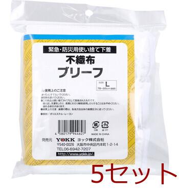 緊急 防災用使い捨て下着 不織布ブリーフ 前あきタイプ Lサイズ 3枚入 5セット 送料無料-1