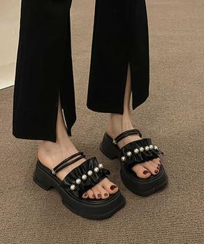 フリルサンダル厚底パールサンダル2way 送料無料 即日発送-4