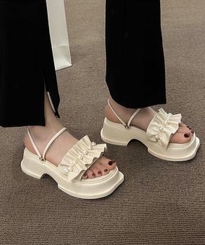 フリルサンダル厚底パールサンダル2way 送料無料 即日発送-7