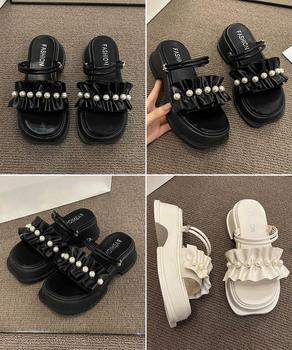 フリルサンダル厚底パールサンダル2way 送料無料 即日発送-8