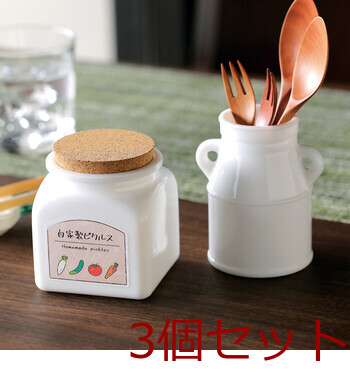 ? ぎょく ガラス コルクポット 角 丸 ミルク缶 食材容器 日本製 3セット 送料無料-6