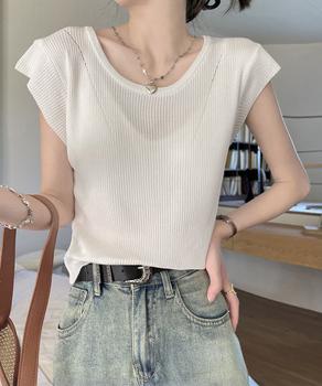 フレンチスリーブ サマーニット 送料無料 即日発送-3