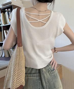 フレンチスリーブ サマーニット 送料無料 即日発送-4