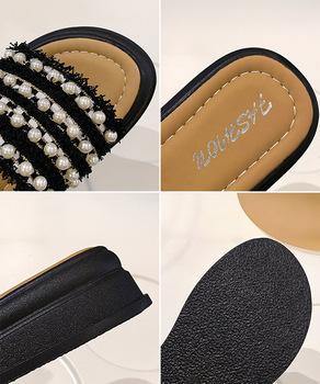 厚底サンダル パール付きフラットサンダル 送料無料 即日発送-9