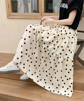 ドット柄ティアードスカートフレアスカート 送料無料 即日発送-5