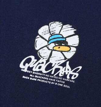 大きいサイズ b one soul DUCK DUDEフラワークレヨン半袖Tシャツ 3L 4L 5L 6L ネイビー ラッピング可 送料無料 即日発送-3