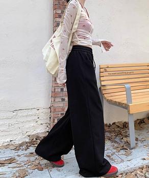 ワイドシルエットシンプルスウェットパンツ 送料無料 即日発送-3