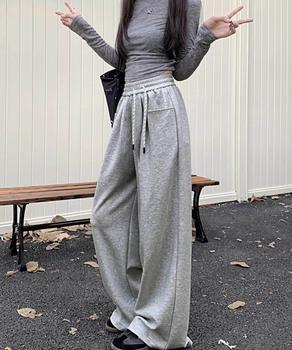 ワイドシルエットシンプルスウェットパンツ 送料無料 即日発送-5