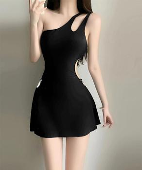 ワンピース水着 レディースモノキニ　バックスタイルも大胆なオープン仕様のワンピース水着セット 送料無料 即日発送-1