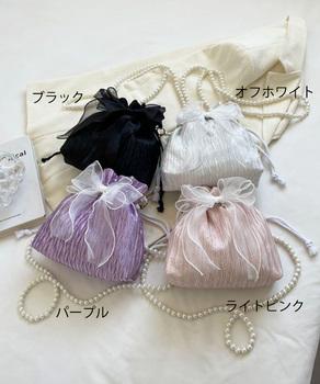 巾着ショルダーバッグ リボン付き 結婚式 送料無料 即日発送-1