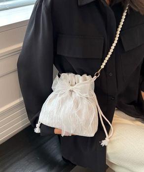 巾着ショルダーバッグ リボン付き 結婚式 送料無料 即日発送-4