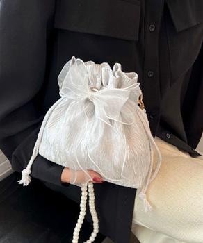 巾着ショルダーバッグ リボン付き 結婚式 送料無料 即日発送-5