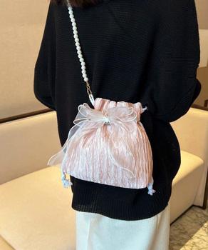 巾着ショルダーバッグ リボン付き 結婚式 送料無料 即日発送-6